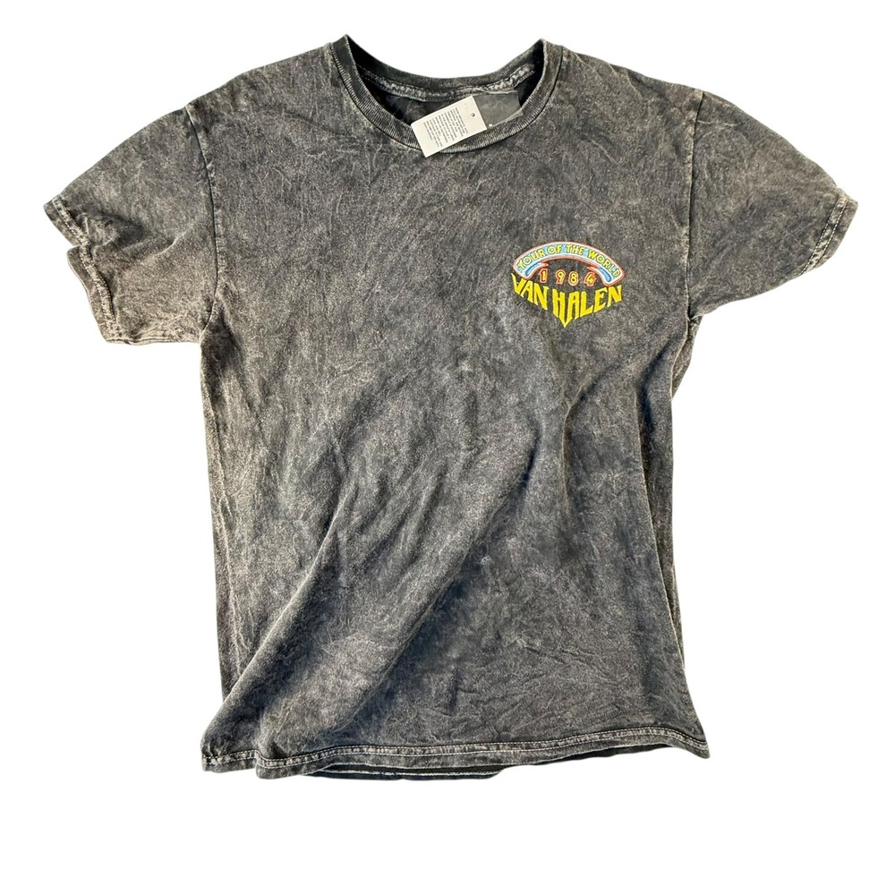 Van‎ Halen Graphic T-Shirt Mens Medium Gray Excellent 1984 Tour Mineral Wash Tee